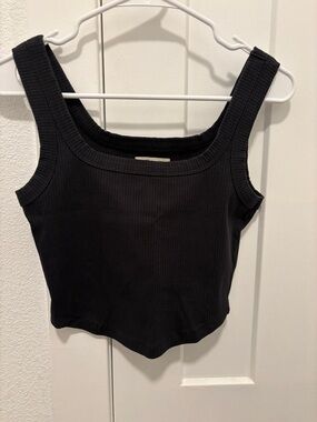 Madewell Cropped Black Ribbed Top
